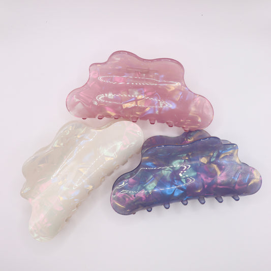 Opalescent Wavy Claw Clip