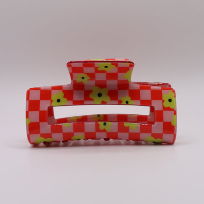 Checker Daisy Pop Claw Clip